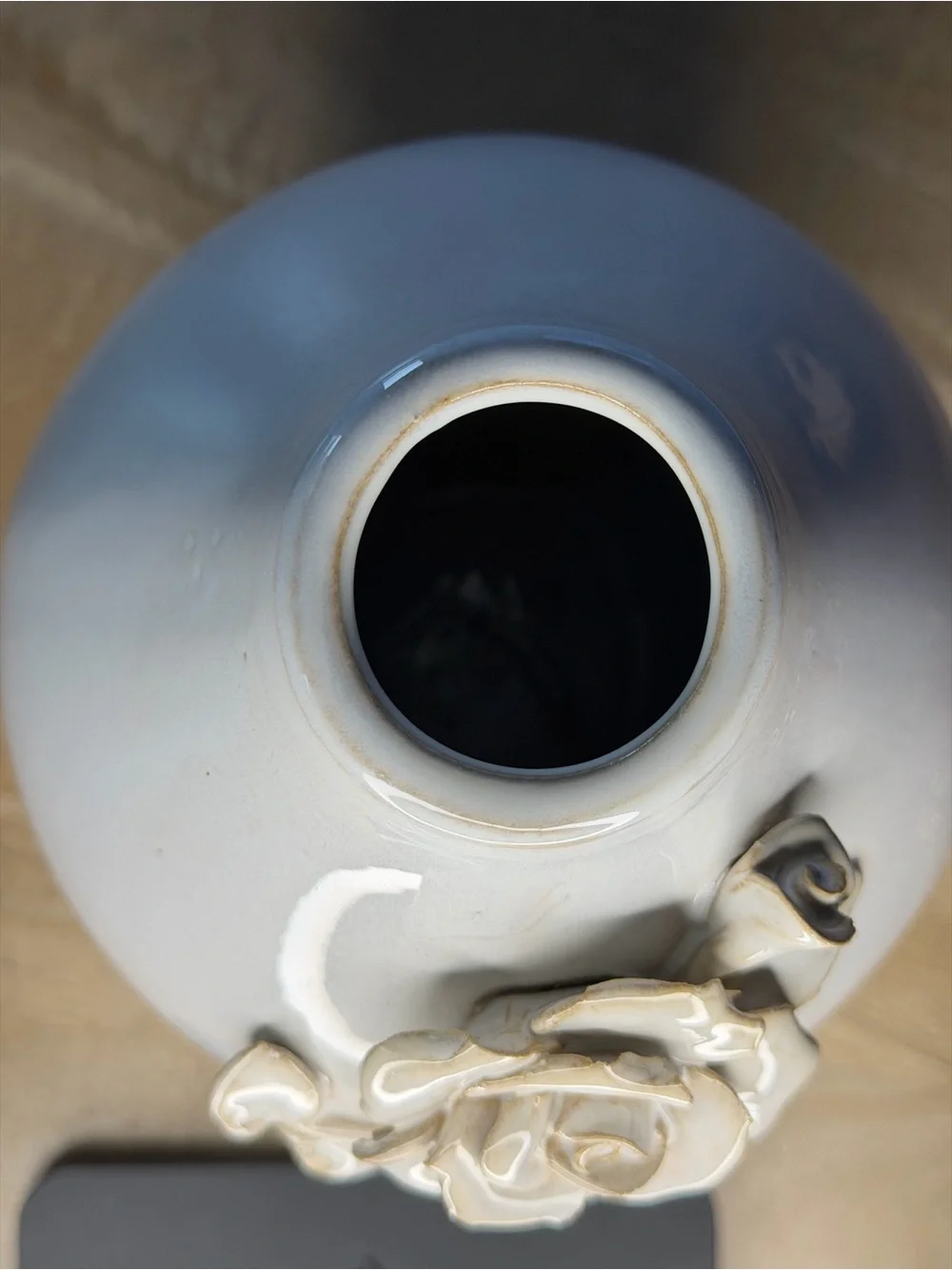 Decorative Creamy Off-White Ceramic Rose Accent Vase - Unbranded